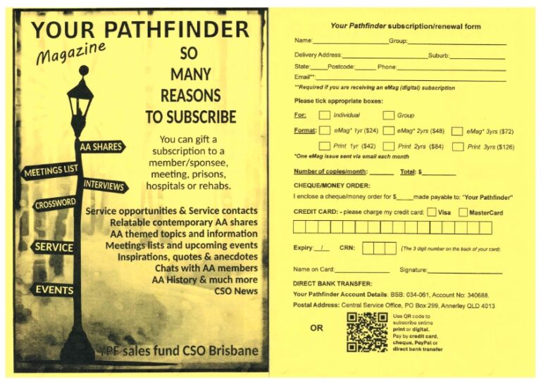 Your Pathfinder Subscription – Alcoholics Anonymous